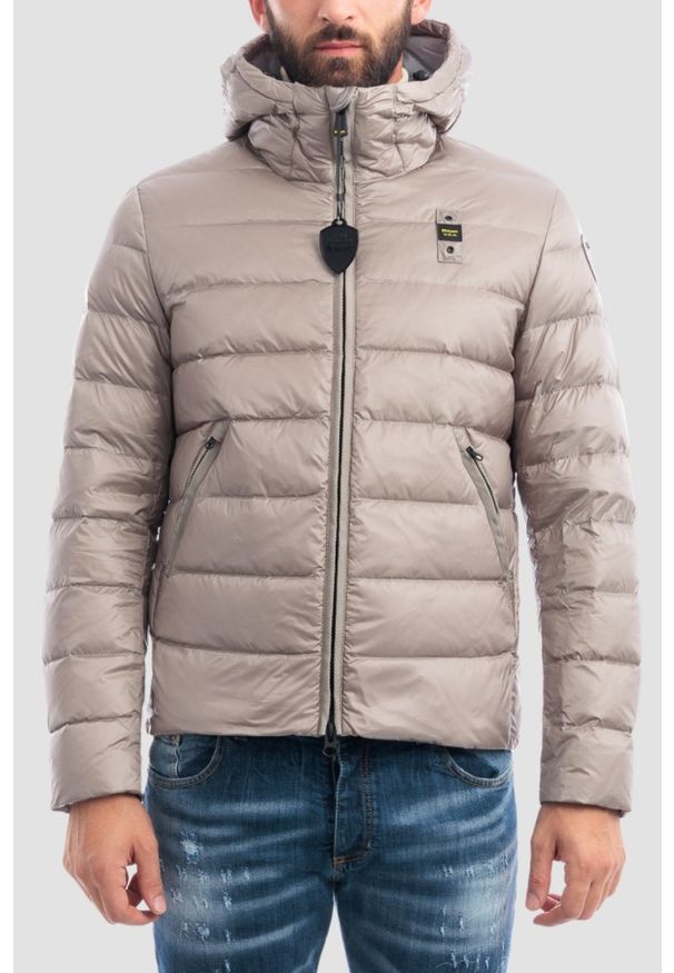 Blauer USA - BLAUER Szara kurtka męska Acton Short Jackets, Rozmiar L. Typ kołnierza: bez kaptura. Kolor: szary. Materiał: poliamid