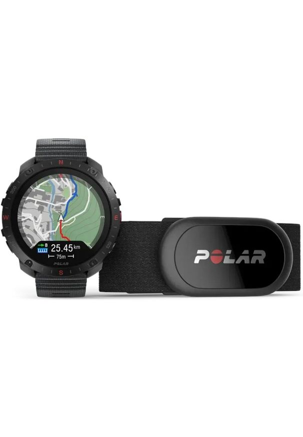 POLAR - Zegarek sportowy Polar Grit X2 Pro HR Czarny (GRIT X2 PRO BLK/BLK HR S-L). Kolor: czarny. Materiał: polar. Styl: sportowy