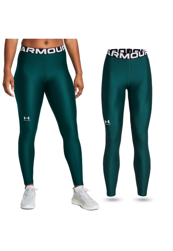 Under Armour - Legginsy treningowe damskie UNDER ARMOUR szybkoschnące termoaktywne. Kolor: zielony