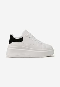 Born2be - Biało-Czarne Sneakersy Irivana. Kolor: biały. Materiał: materiał. Obcas: na platformie #3