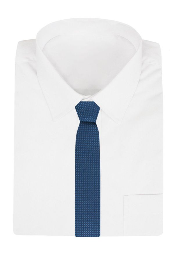 Męski Krawat - Ciemnoniebieski z Mikrowzorem - Alties. Kolor: niebieski. Materiał: tkanina. Styl: elegancki, wizytowy