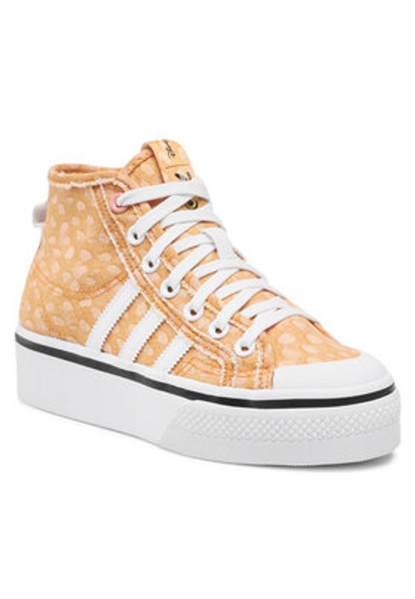 Adidas - adidas Sneakersy Disney Nizza Platform Mid GZ1657 Pomarańczowy. Kolor: pomarańczowy. Materiał: materiał. Wzór: motyw z bajki. Obcas: na platformie