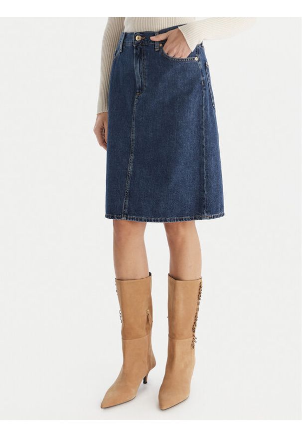 TOMMY HILFIGER - Tommy Hilfiger Spódnica jeansowa WW0WW45666 Granatowy Straight Fit. Kolor: niebieski. Materiał: bawełna