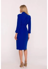 Stylove - Elegancka sukienka ołówkowa kopertowa z wiązaniem chabrowa. Kolor: niebieski, czerwony, beżowy. Typ sukienki: kopertowe, ołówkowe. Styl: elegancki #3