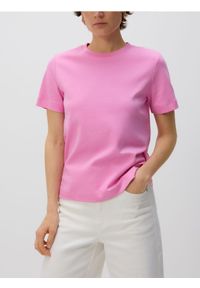 Reserved - T-shirt z bawełny merceryzowanej - pastelowy róż. Kolor: różowy. Materiał: bawełna