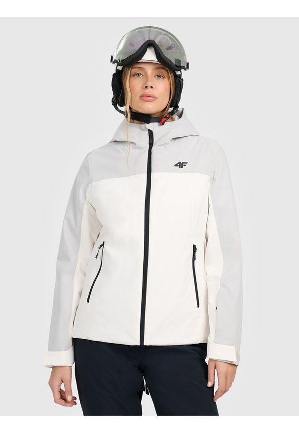 4f - 4F Kurtka narciarska membrana 5000 damska - biała XXL. Kolor: biały. Materiał: poliester, materiał. Sezon: zima