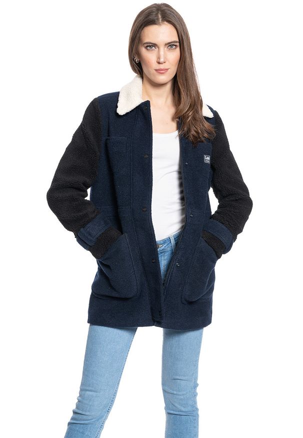 Lee - DAMSKA KURTKA PRZEJŚCIOWA LEE WOOL COAT REGULAR FIT SKY CAPTAIN L56GMZHY 112113051