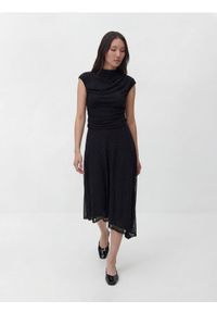 Reserved - Asymetryczna sukienka midi - wielobarwny. Materiał: dzianina. Typ sukienki: asymetryczne. Długość: midi #1