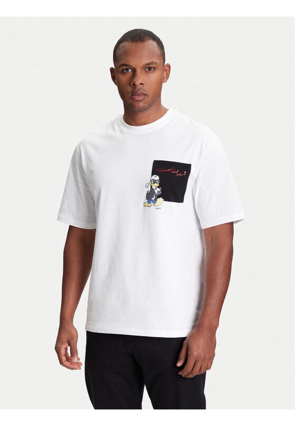 Karl Lagerfeld - KARL LAGERFELD T-Shirt 755097 553270 Biały Regular Fit. Typ kołnierza: dekolt w karo. Kolor: biały. Materiał: bawełna