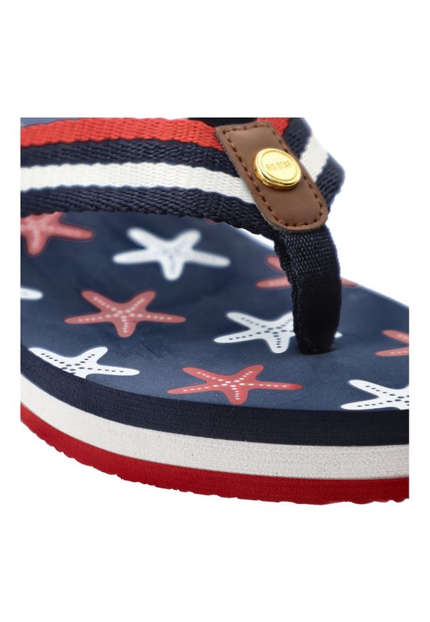 Big-Star - Klapki damskie Big Star, lekka konstrukcja z paskiem z materiału tekstylnego wygodna forma typu japonki elastyczna podeszwa zapewniająca komfort nosz. Okazja: na plażę, na spacer. Kolor: niebieski. Materiał: materiał. Wzór: paski, aplikacja. Sezon: lato. Styl: wakacyjny, elegancki