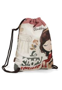 Worek damski Anekke, wykonany z lekkiego materiału tekstylnego z dekoracyjnym nadrukiem zamykany na ściągacz ze sznurkami, kolorowy, 42474-001. Wzór: kolorowy, nadruk. Styl: casual, elegancki #6
