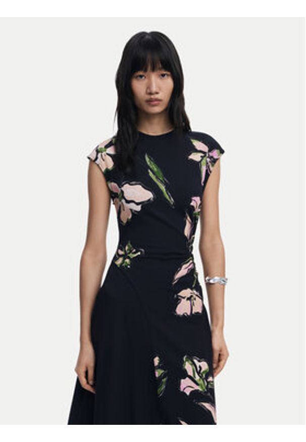 Desigual Sukienka codzienna Katrina 25WWVK12 Czarny Slim Fit. Okazja: na co dzień. Kolor: czarny. Materiał: bawełna. Typ sukienki: proste. Styl: casual