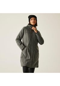 Kurtka przeciwdeszczowa z kapturem damska Regatta Romine II. Typ kołnierza: kaptur. Kolor: szary. Sezon: zima #1