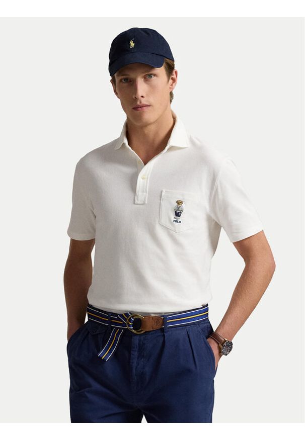 Polo Ralph Lauren Polo 710963818001 Biały Custom Fit. Typ kołnierza: polo. Kolor: biały. Materiał: bawełna