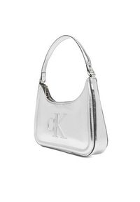Calvin Klein Torebka Bold Ck Metallic Shoulder Bag LV04F3332G Srebrny. Kolor: srebrny. Materiał: skórzane #3