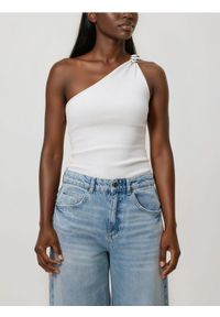 Reserved - Bluzka na jedno ramię - złamana biel. Materiał: dzianina, bawełna #1