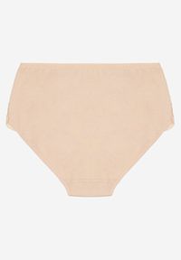 Renee - Beżowe Majtki Figi z Bawełny Zdobione Koronką Idiara. Kolekcja: plus size. Kolor: beżowy. Materiał: koronka, bawełna. Wzór: koronka, aplikacja