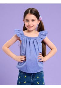 Sinsay - Bluzka z marszczeniami i delikatnymi falbanami - błękitny. Kolor: niebieski #1