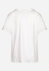 Born2be - Biało-Niebieski T-shirt z Bawełny z Ozdobnym Printem Xarilla. Kolor: niebieski. Materiał: bawełna. Wzór: nadruk. Sezon: lato