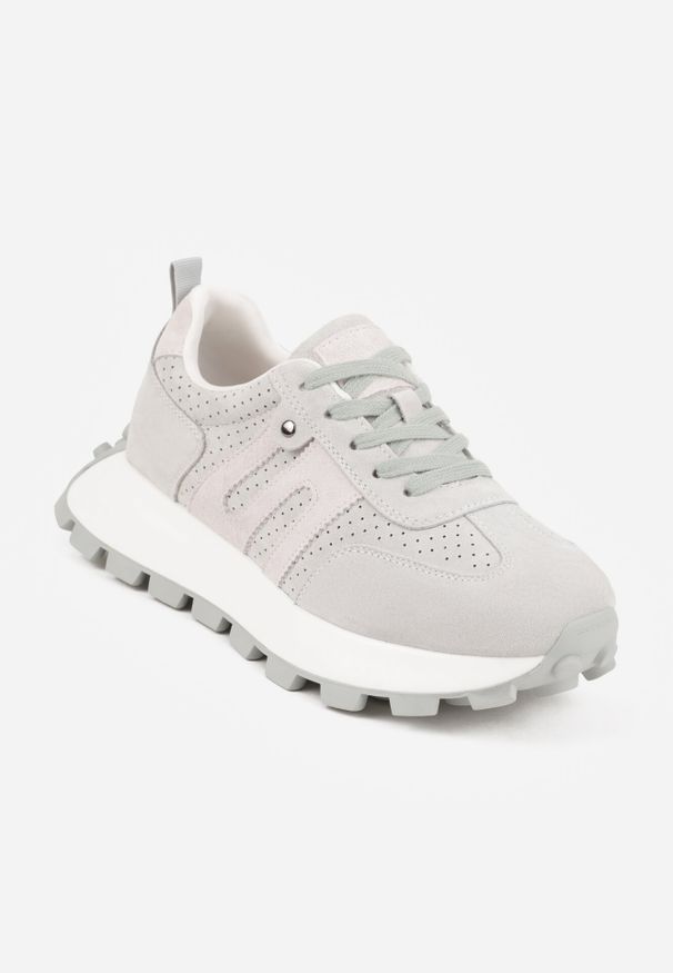 Born2be - Jasnozielone Zamszowe Sneakersy na Grubej Podeszwie Geometrycznym Wzorem Zitula. Okazja: na co dzień, na spacer. Kolor: zielony. Materiał: zamsz. Wzór: geometria. Sport: turystyka piesza