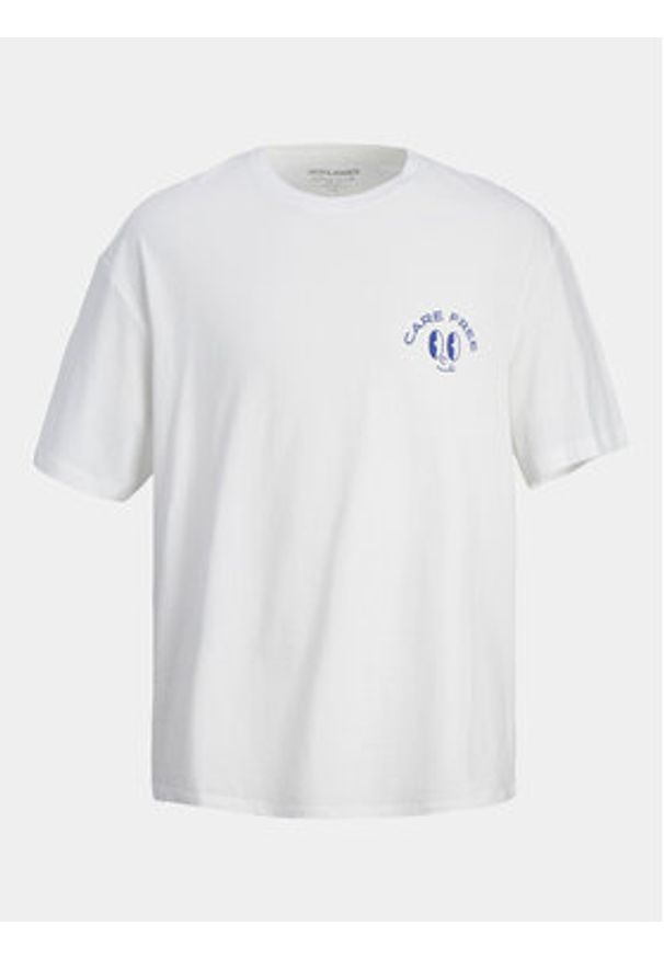 Jack & Jones T-Shirt Jorfrutti 12256926 Biały Wide Fit. Kolor: biały. Materiał: bawełna