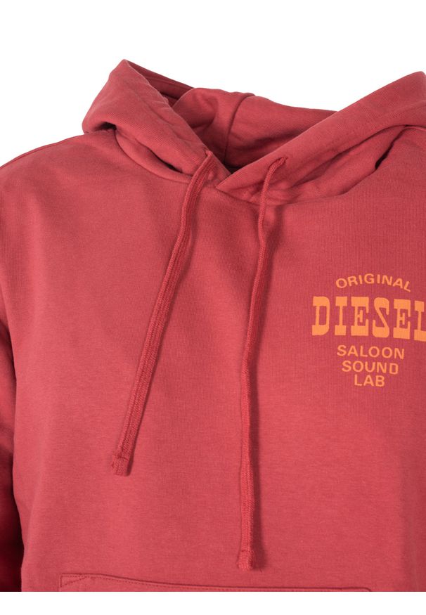 Diesel Bluza "Ginn Hood" | A07810-0HAYT | Mężczyzna | Czerwony. Okazja: na co dzień. Typ kołnierza: kaptur. Kolor: czerwony. Materiał: bawełna, poliester. Wzór: jednolity, nadruk. Styl: sportowy, elegancki, casual