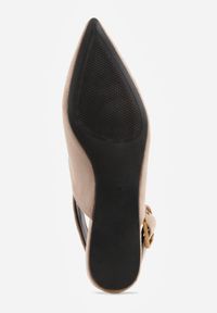 Renee - Beżowe Sandały Typu Slingback z Wyciętą Cholewką Phellilea. Zapięcie: pasek. Kolor: beżowy #2