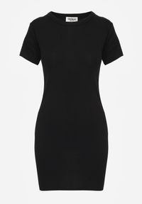 Renee - Czarna T-shirtowa Sukienka z Bawełny w Stylu Basic Retine. Okazja: na co dzień. Kolor: czarny. Materiał: bawełna. Długość rękawa: krótki rękaw. Typ sukienki: proste, oversize. Styl: rockowy, elegancki, casual #3