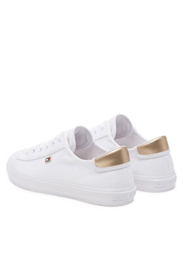 TOMMY HILFIGER - Tommy Hilfiger Sneakersy Vulc Canvas Lace Up Sneaker FW0FW08647 Biały. Kolor: biały. Materiał: materiał