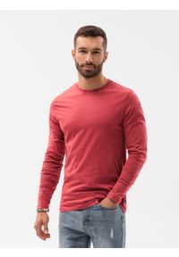 Ombre Clothing - Longsleeve męski bez nadruku - czerwony V3 L131 - XXL. Okazja: na co dzień. Kolor: czerwony. Materiał: bawełna. Długość rękawa: długi rękaw. Długość: długie. Styl: klasyczny, casual, rockowy