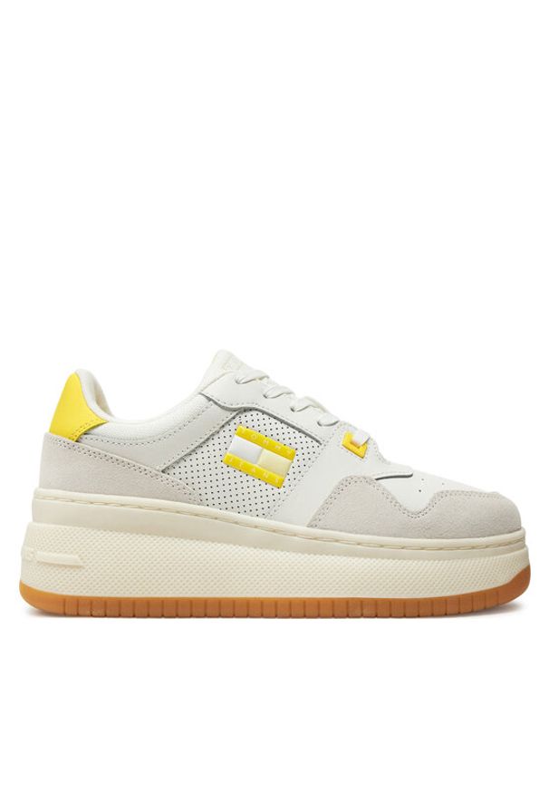 Tommy Jeans Sneakersy Tjw Retro Basket Flatform Mix EN0EN02654 Écru. Materiał: skóra