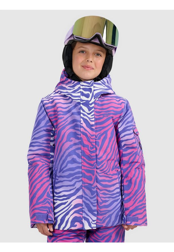 4f - 4F Kurtka snowboardowa membrana 8000 dziewczęca - multikolor 122 (6-7 lat). Kolor: wielokolorowy. Materiał: materiał, poliester. Sezon: lato