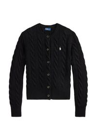 Polo Ralph Lauren Kardigan 211972104005 Czarny Slim Fit. Typ kołnierza: polo. Kolor: czarny. Materiał: wełna