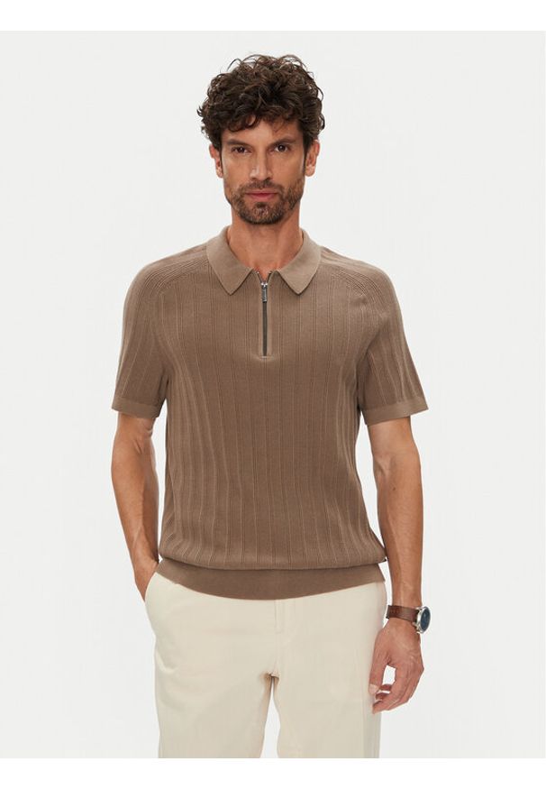 Michael Kors Polo CT560GT469 Brązowy Regular Fit. Typ kołnierza: polo. Kolor: brązowy. Materiał: bawełna