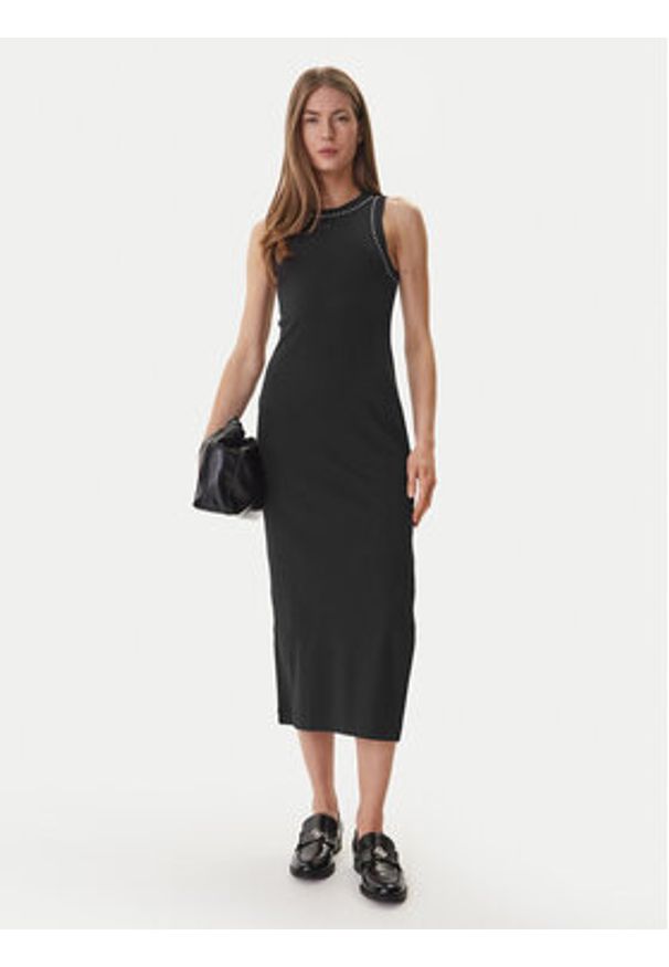 DKNY Sukienka codzienna DJ6D9189 Czarny Slim Fit. Okazja: na co dzień. Kolor: czarny. Materiał: bawełna. Typ sukienki: proste. Styl: casual