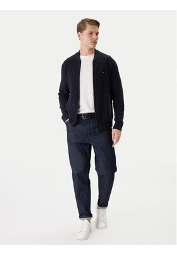 TOMMY HILFIGER - Tommy Hilfiger Kardigan MW0MW41543 Granatowy Regular Fit. Kolor: niebieski. Materiał: bawełna