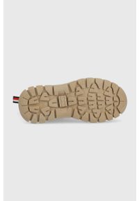 TOMMY HILFIGER - Tommy Hilfiger botki dziecięce kolor beżowy. Nosek buta: okrągły. Kolor: beżowy. Materiał: guma #4