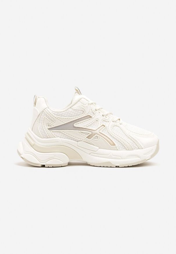 Born2be - Beżowe Sneakersy Ozdobione Geometrycznym Wzorem Erraza. Okazja: na co dzień, na spacer. Kolor: beżowy. Materiał: jeans. Wzór: aplikacja, geometria. Sport: turystyka piesza