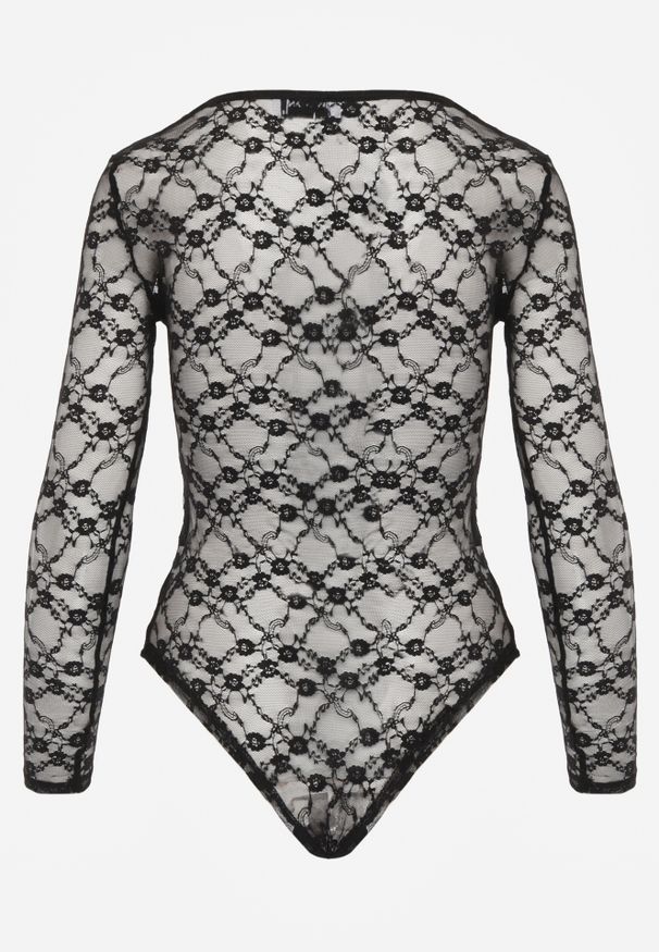 Renee - Czarne Body z Koronkowego Materiału z Głębokim Dekoltem Mehika. Kolor: czarny. Materiał: materiał, koronka