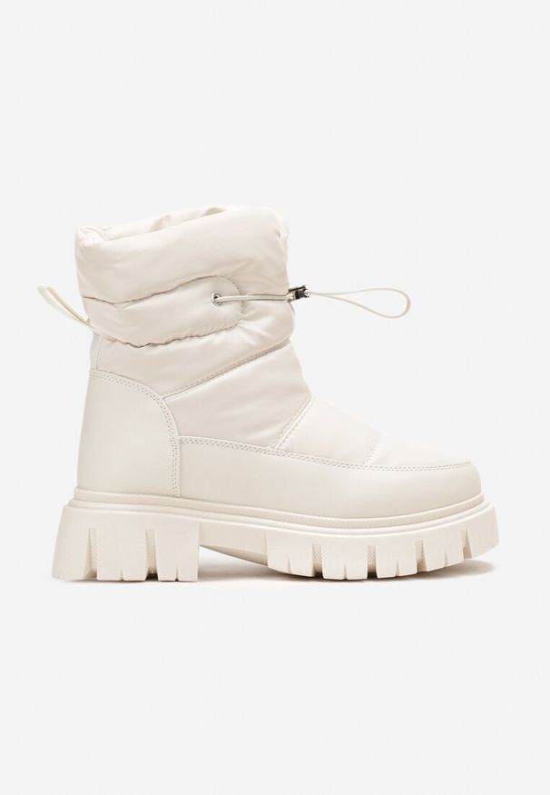 Born2be - Beżowe Pikowane Śniegowce na Grubej Podeszwie ze Ściągaczem Orbica. Kolor: beżowy. Sezon: zima