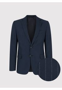 Pako Lorente - PAKO LORENTE – Granatowa marynarka garniturowa w prążki. Okazja: na wesele, na ślub cywilny. Kolor: niebieski. Wzór: prążki #4