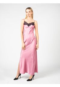 Pinko Sukienka "Arneis" | 101411 A0VB | Kobieta | Różowy. Kolor: różowy. Materiał: poliester. Długość rękawa: na ramiączkach. Wzór: koronka. Długość: maxi