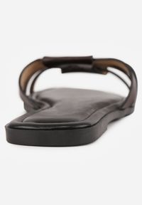 Renee - Brązowe Klapki z Geometryczną Cholewką Lilinerris. Okazja: na co dzień. Kolor: brązowy. Materiał: jeans. Wzór: geometria. Sezon: lato. Styl: casual #5