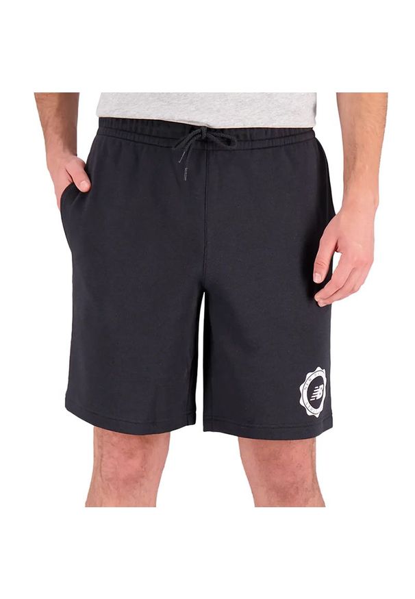 Spodenki New Balance MS31903BK - czarne. Kolor: czarny. Materiał: bawełna, dresówka, poliester