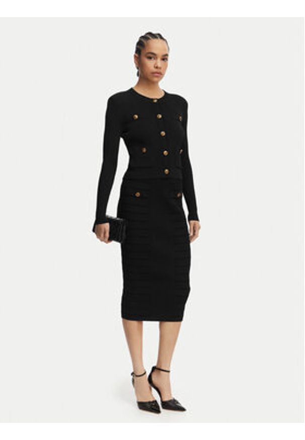 Guess Kardigan W5YR09 Z0130 Czarny Regular Fit. Kolor: czarny. Materiał: syntetyk