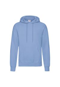 FRUIT OF THE LOOM - Męska Klasyczna Bluza Z Kapturem. Typ kołnierza: kaptur. Kolor: niebieski