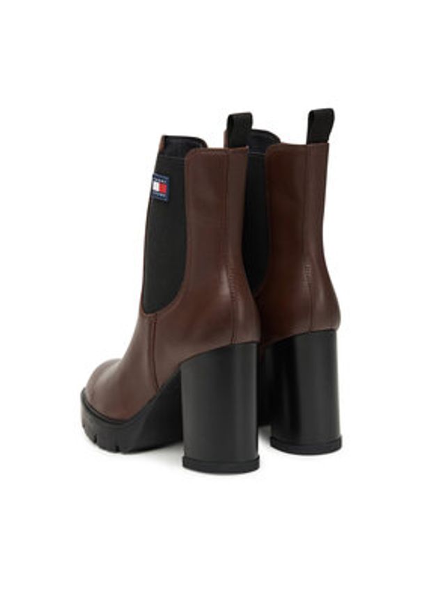 Tommy Jeans Botki Tjw EN0EN02831 Brązowy. Kolor: brązowy. Materiał: skóra