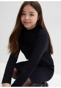 bonprix - Sukienka z dżerseju ze stójką. Typ kołnierza: kołnierzyk stójkowy. Kolor: czarny. Materiał: jersey. Długość rękawa: długi rękaw #2