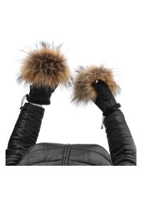 Brązowe Rękawiczki Luka-Pelli Skórzane Mitenki Z Naturalnym Futrem Jenota. Kolor: brązowy. Materiał: skóra, futro. Styl: elegancki #5