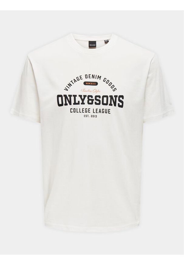 Only & Sons T-Shirt Lenny 22028593 Biały Regular Fit. Kolor: biały. Materiał: bawełna